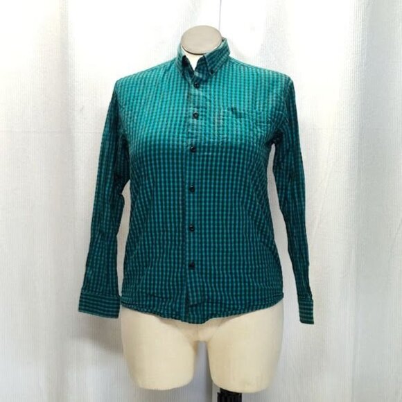 Panhandle Plaid Button-Down Long Sleeve Shirt Women Sz XL/18 Teal Style C0G8123 - Picture 1 of 8